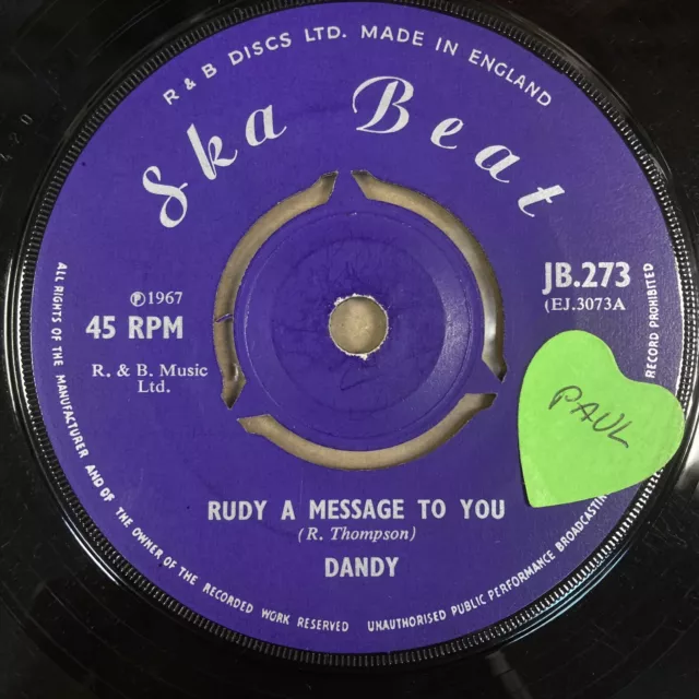 Dandy Livingstone - Rudy A Message To You - Org Uk Ska Beat 7" Clip -Jb.273