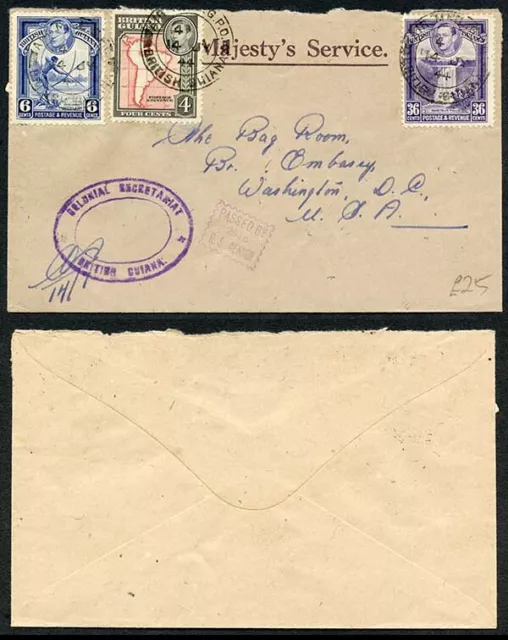 British Guiana KGVI OMHS Mixed franking on cover