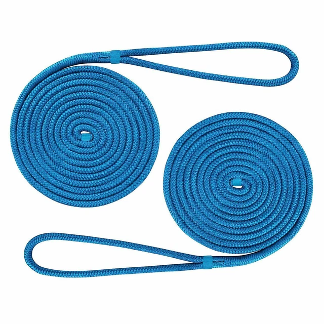 2pc 1/2Inch 15FT Double Braid Nylon Rope Boat Dock Line Marine Mooring Rope Blue