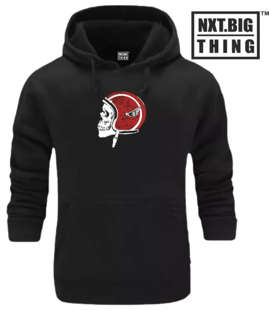 Skull Helmet Hoodie Bike Clothing Death Café Racer Motorbike Motorcycle MC Top