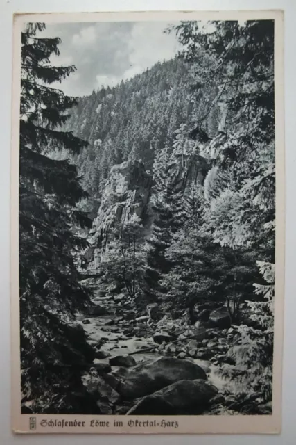 Ansichtskarte   Schlafender Löwe im Okertal-Harz  1925 ungelaufen