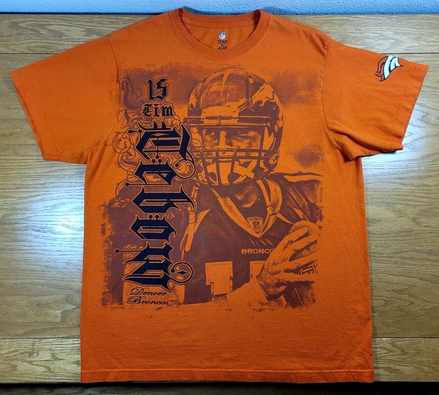 TIM TEBOW Denver Broncos Football 100% Cotton Orange NFL T-Shirt Size Men's XL