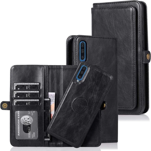 Cover for Samsung A50 Wallet Case,2 in 1 Magnetic Detachable Case(6.4")-Black