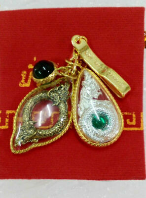 Set Naga Infinity Talisman Dragon Ouroboros Gold Micron Pendant Thai Amulet Luck
