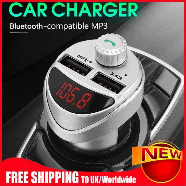 Caricabatterie auto trasmettitore FM doppio lettore audio MP3 compatibile USB Bluetooth