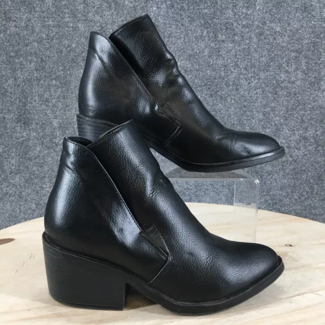 APT 9 Boots Womens 7.5 M Makea Ankle Booties Heels Pull On Black Faux Leather