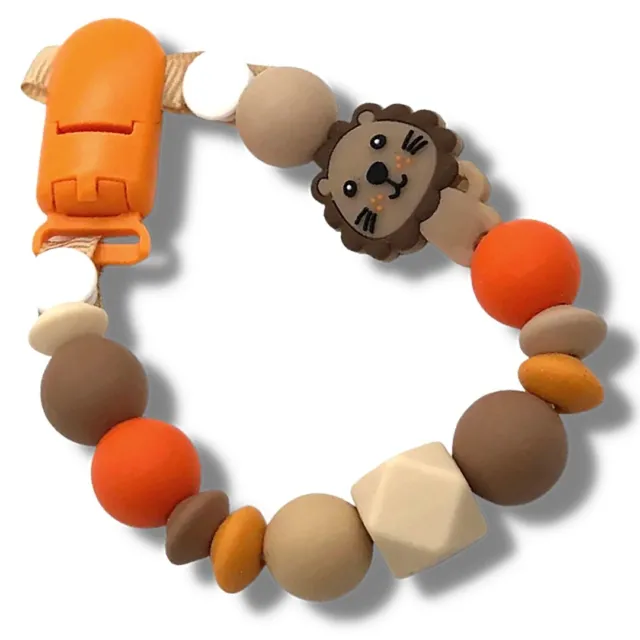 Soother Chain Dummy Clip Pacifier Holder Silicone Stroller Strap Baby Gift LION