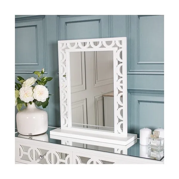 White Wooden Dressing Table Mirror Bedroom Vanity Makeup Room