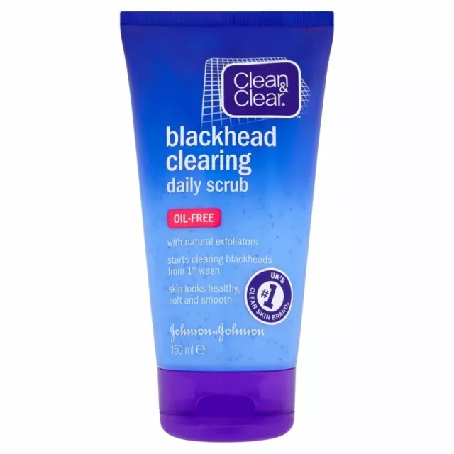 Clean & Clear Blackhead Clearing Daily Scrub Soft Natural Skin Exfoliators 150ml