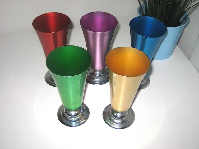 RETRO HARLEQUIN 5 Champagne Anodised Cups~~Great For  Picnic/Travel/Parties/BBQ $45.00 - PicClick AU
