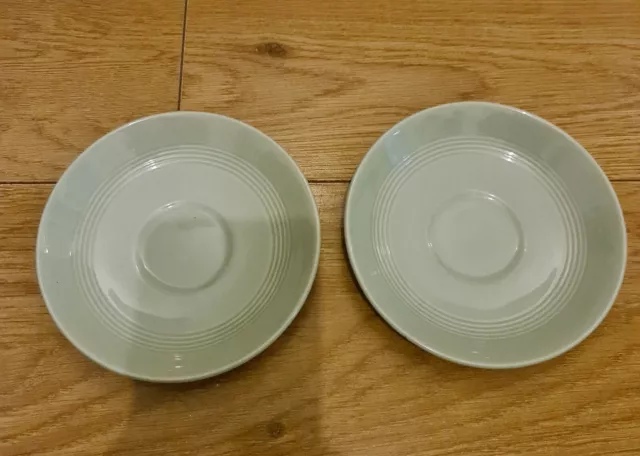 2x Vintage Woods Ware Beryl Green Tea Side China Plates 15cm Queens gambit 9.99p