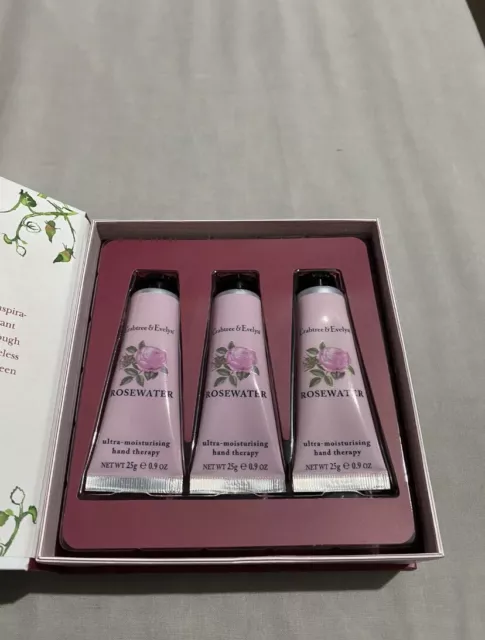 Set regalo trio terapia manuale Crabtree & Evelyn - 3 x 25 g - acqua di rose