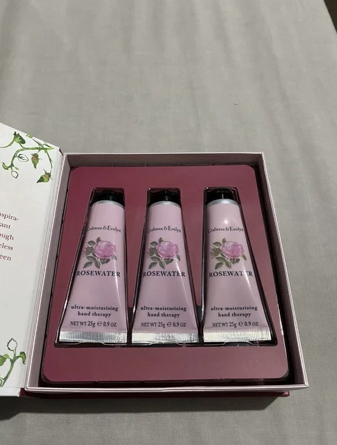 Set regalo trio terapia manuale Crabtree & Evelyn - 3 x 25 g - acqua di rose