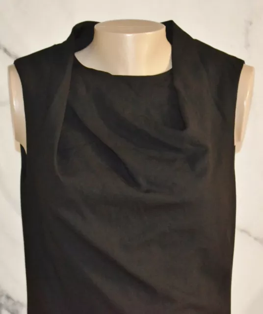 HALSTON HERITAGE NEW NWT Black Draped Sleeveless Dress 8 Lightweight Wool Blend 2