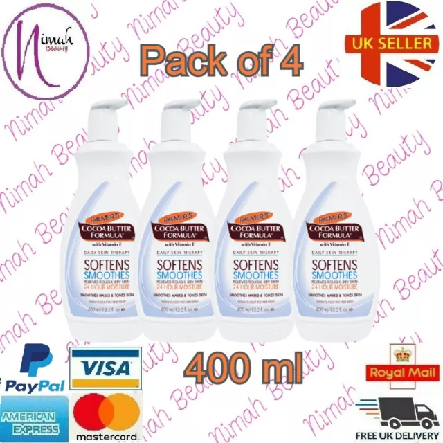 4 x Palmers Kakaobutter Formel Vitamin E Lotionspumpe 400ml (4er Pack)