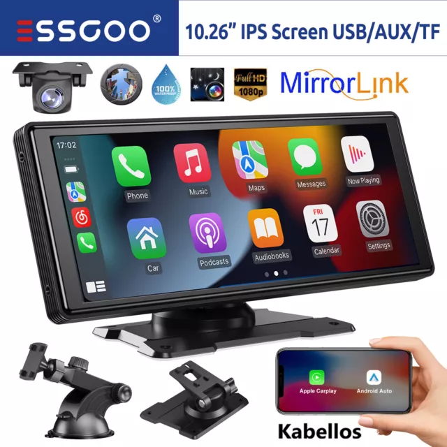 Telecamera retromarcia Carplay Android Auto AHD Radio Wireless Con Monitor Portatile 10,3