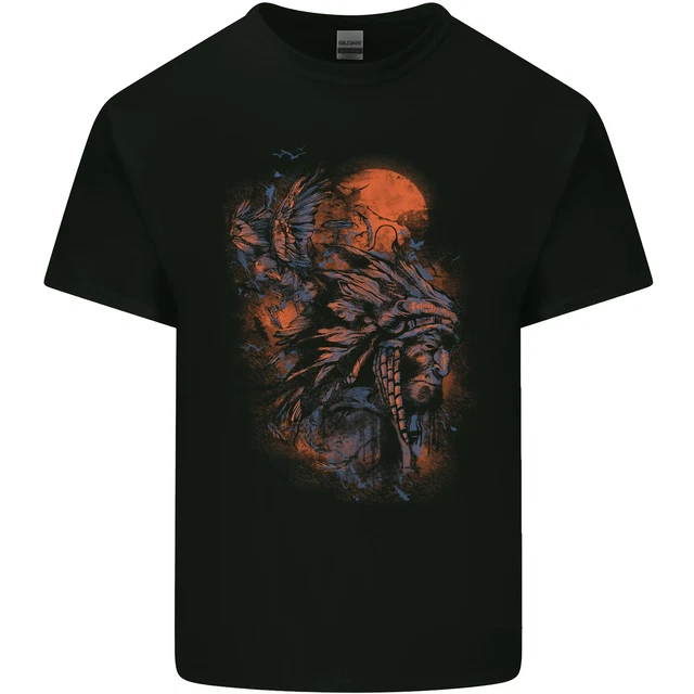Nativi Americani Copricapo Indiano Apache Uomo Cotone T-Shirt