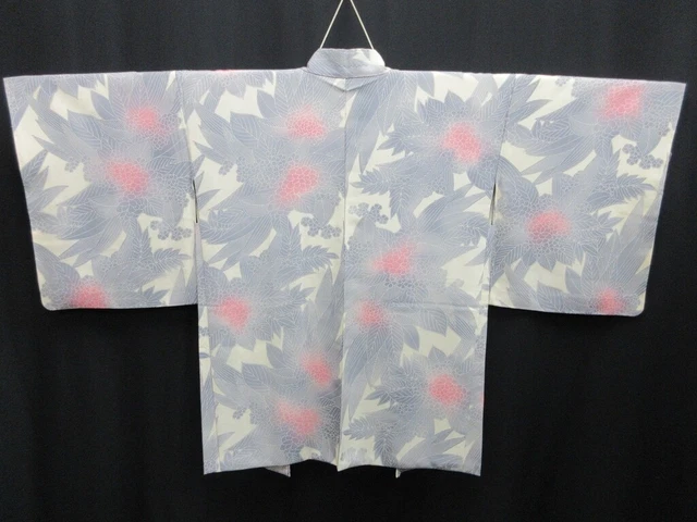 7947M3 Silk Vintage Japanese Kimono Haori Jacket Ajisai