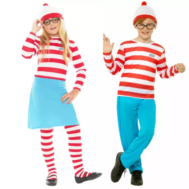 Official Kids Boys Girls Where's Wally Wenda Fancy Dress Book Week Day Costume