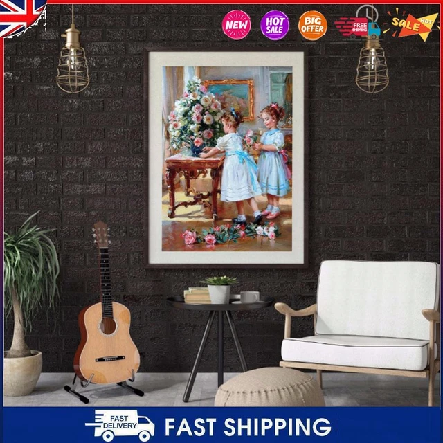 #C Two Sisters Oil Paint By Numbers Kit DIY Acrylic Painting Frameless Gift (B22