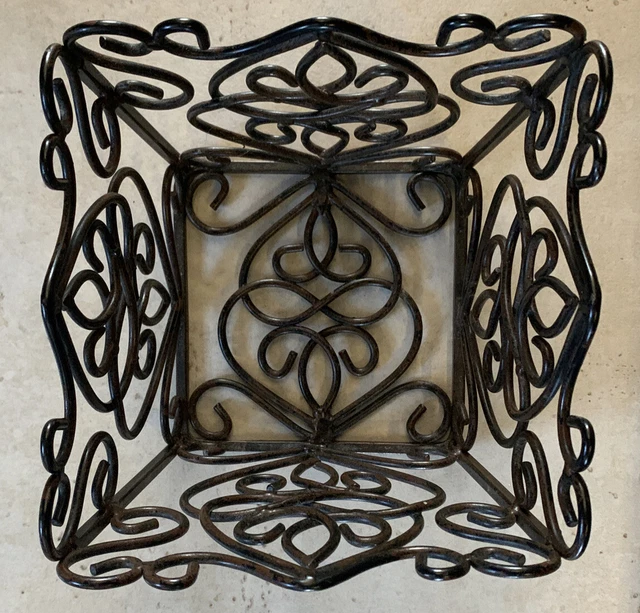 Baskets Wrought Iron Set Of 2 Brown Square
