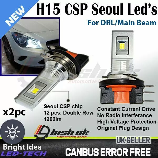 2x H15 DRL FORD TRANSIT SEOUL CHIP WEISS LED CANBUS FEHLERFREI SCHEINWERFER GLÜHBIRNEN