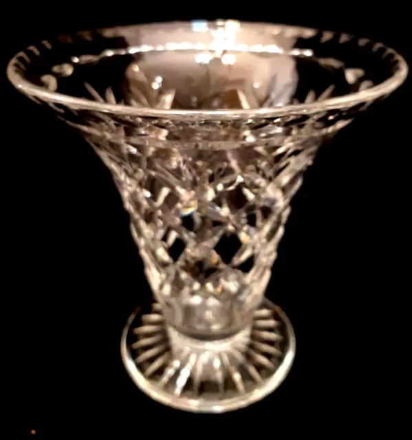 Vintage STUNNING LARGE Webb Corbett Crystal Vase - Diamond Cut Glass  7" England 3