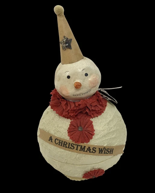 VINTAGE NICOL SAYRE Paper Mache Snowman Candy Box Roly Poly Midwest