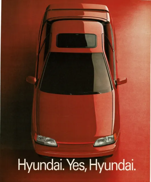 1990 HYUNDAI Elantra red Top view Vintage Print Ad