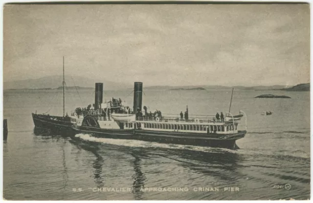 SS CHEVALIER APPROACHING CRINAN PIER, ARGYLLSHIRE - Shipping Steamer Postcard