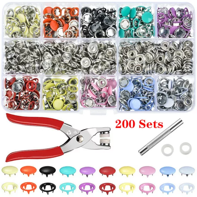 Home Snap Fasteners Sewing Buttons Metal Press Studs Tools Kit DIY Plier Snap On