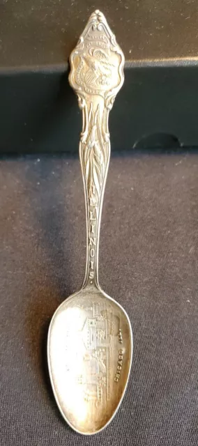 Sterling Silver Souvenir Spoon Fort Dearborn Chicago Illinois  - Eagle