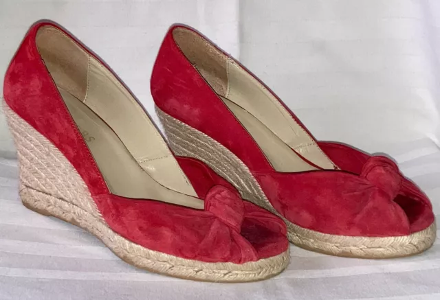 Red peep sales toe wedges