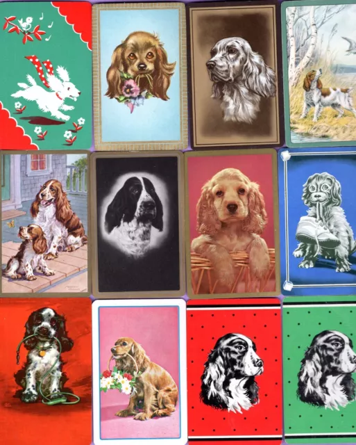 12 Single Swap Playing Cards SPANIEL DOGS COCKER SPRINGER BUTCH VINTAGE DECO