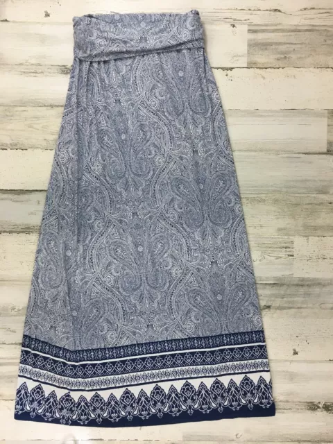 Cynthia Rowley Blue White Paisley Stretch Maxi Skirt Womens Sz S