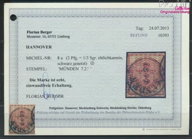 Briefmarken Hannover (Altdeutschland) 1856 Mi 8a Pracht geprüft gestempelt(94697