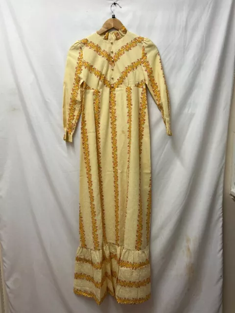 Ladies yellow floral vintage maxi dress size S/M - CG G13