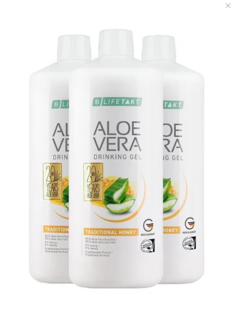 LR Aloe Vera Drinking Gel- Traditional Honey- Honig 3 x 1000ml MHD 08/2024 OVP