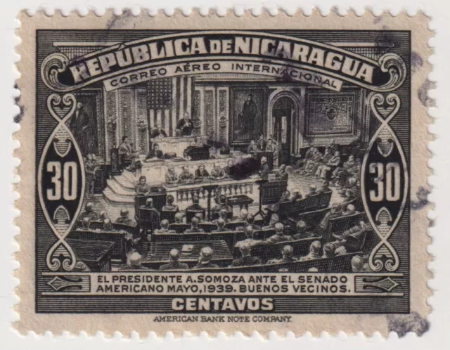 1940 Nicaragua - Airmail - President in US Senate - 30 C Stamp
