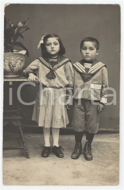 1920 ca ITALIA Fratello e sorella vestiti da marinaretti - Foto ANONIMA 9x14 cm