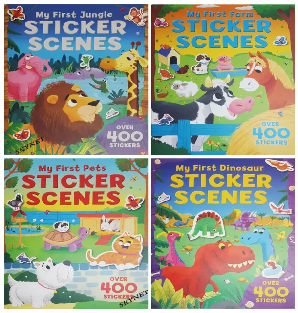 My First Dinosaur Jungle Farm Pets Sticker Books Children's kids Activity Book