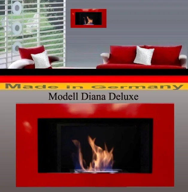 Cheminee Ethanol Diana Delux Rouge Fire Place Caminetto