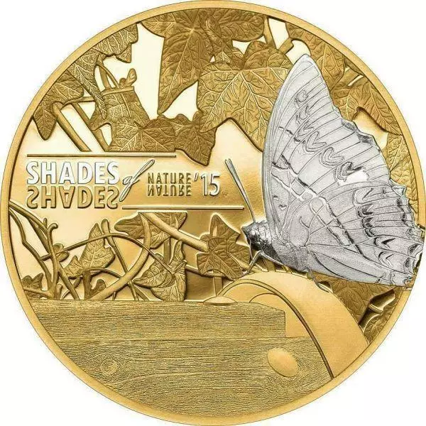 2015 Cook Islands $5 Shades of Nature - Butterfly - 25g Gilded Silver Coin