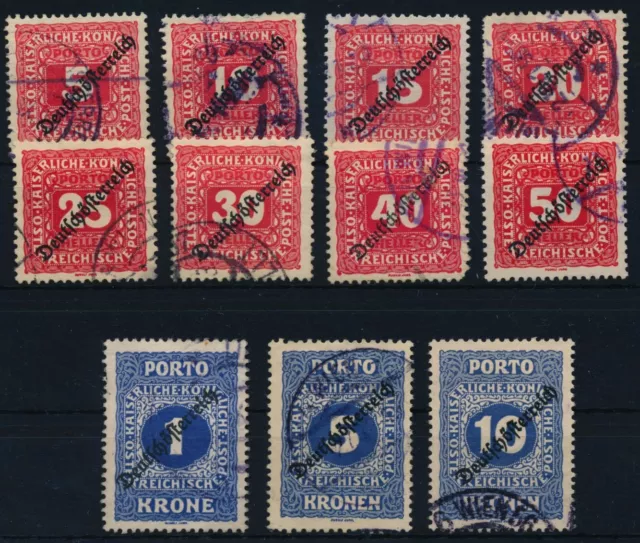 ÖSTERREICH 1918 PORTO 64-74 komplette Satz, gestempelt, Kw:100,-€