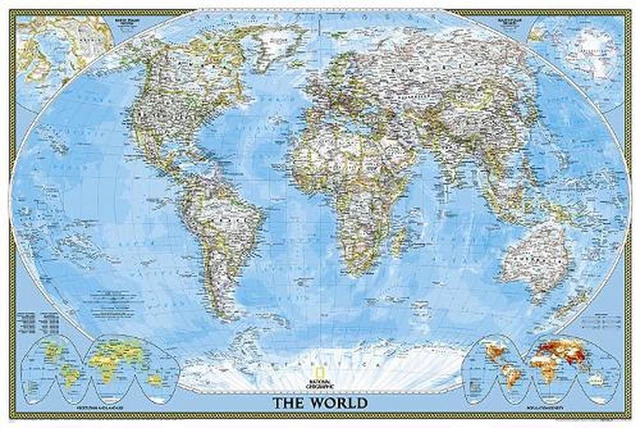 World Ruf Map WORLD CLASSIC, POSTER Size, Tubed: Wall Maps World by National ...