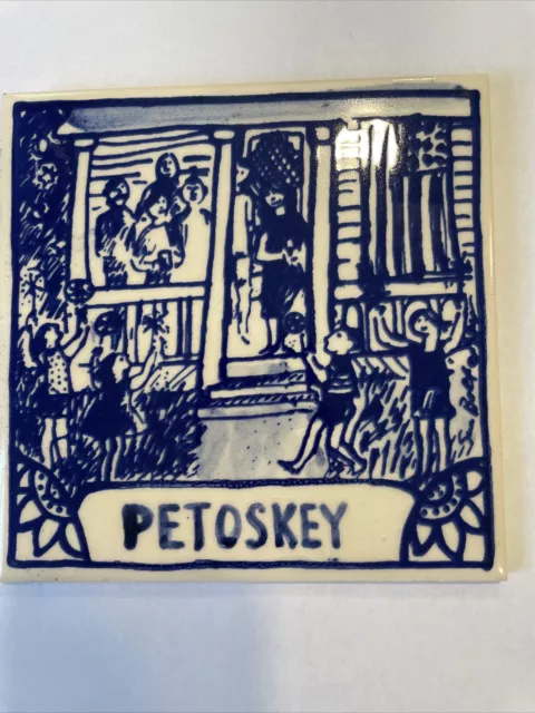 Vintage Ceramic Delft Blue Tile H&R Johnson Ltd England 6”