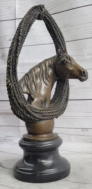 Horses Bust Equestrian Horse Lover Bronze Metal Sculpture Statue Figure Gift Art