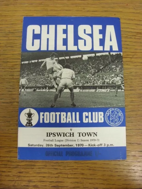26/09/1970 Chelsea v Ipswich Town  (Light Crease/Fold). Thanks for viewing this