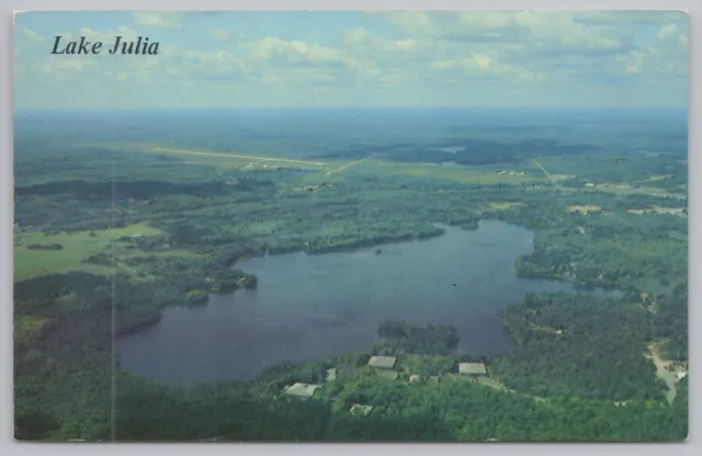 State View~Aerial Photo Of Lake Julia~Rhinelander WI~Airport~Vintage Postcard