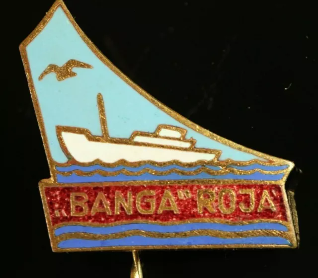 ORIGINAL USSR SOVIET Latvia Fishing collective farm "Banga" PIN BADGE #819